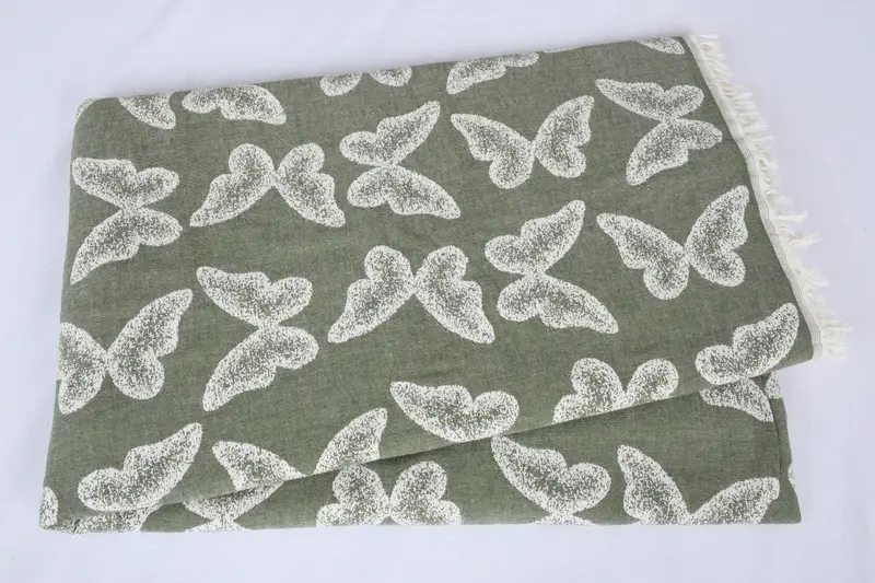 96x80 Cotton Butterfly Pattern Towel, Boho Throw Blankets, Woven Throw Blanket, Bachelorette Favor, Decorative Blanket, Customized Turkish Blanket - 5
