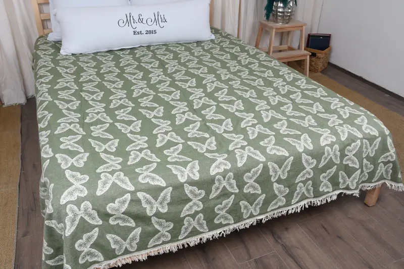 96x80 Cotton Butterfly Pattern Towel, Boho Throw Blankets, Woven Throw Blanket, Bachelorette Favor, Decorative Blanket, Customized Turkish Blanket - 7