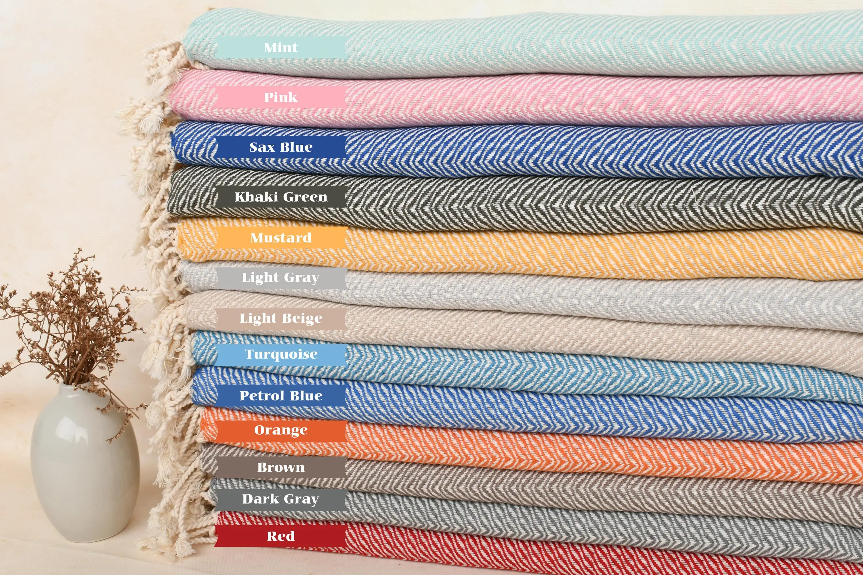 Turkish Tea Towel Monogram Chevron Hand Towel 20x40 Organic Cotton - 1