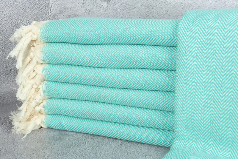 Custom Turkish Towel Beige Herringbone 40x71 Inches