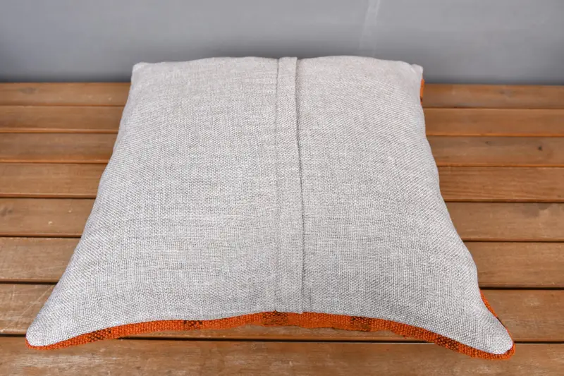 Antique Pillows, Pillow, Handmade Kilim Cushion, 16x16 Orange Cushion Cover, Interior Designer Pillow, Nautical Throw Cushion Cover - 5