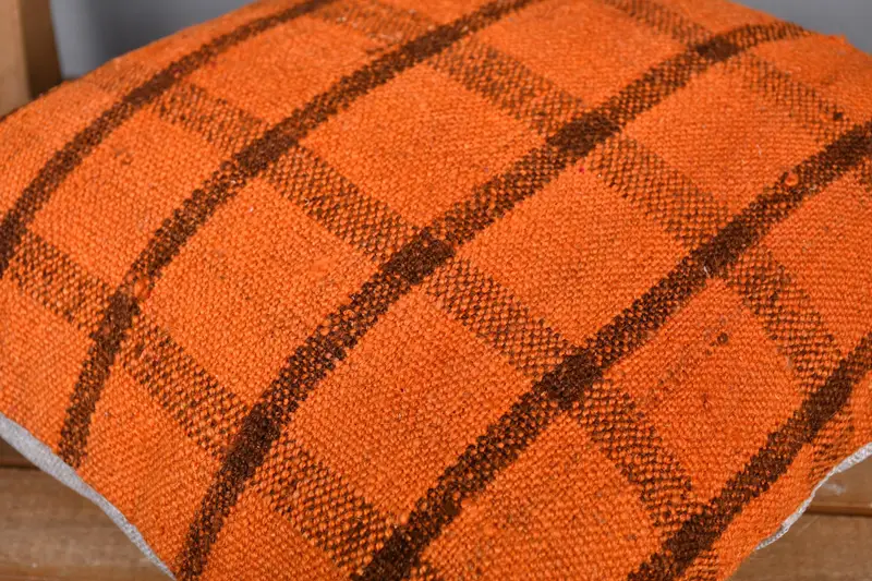 Antique Pillows, Pillow, Handmade Kilim Cushion, 16x16 Orange Cushion Cover, Interior Designer Pillow, Nautical Throw Cushion Cover - 3