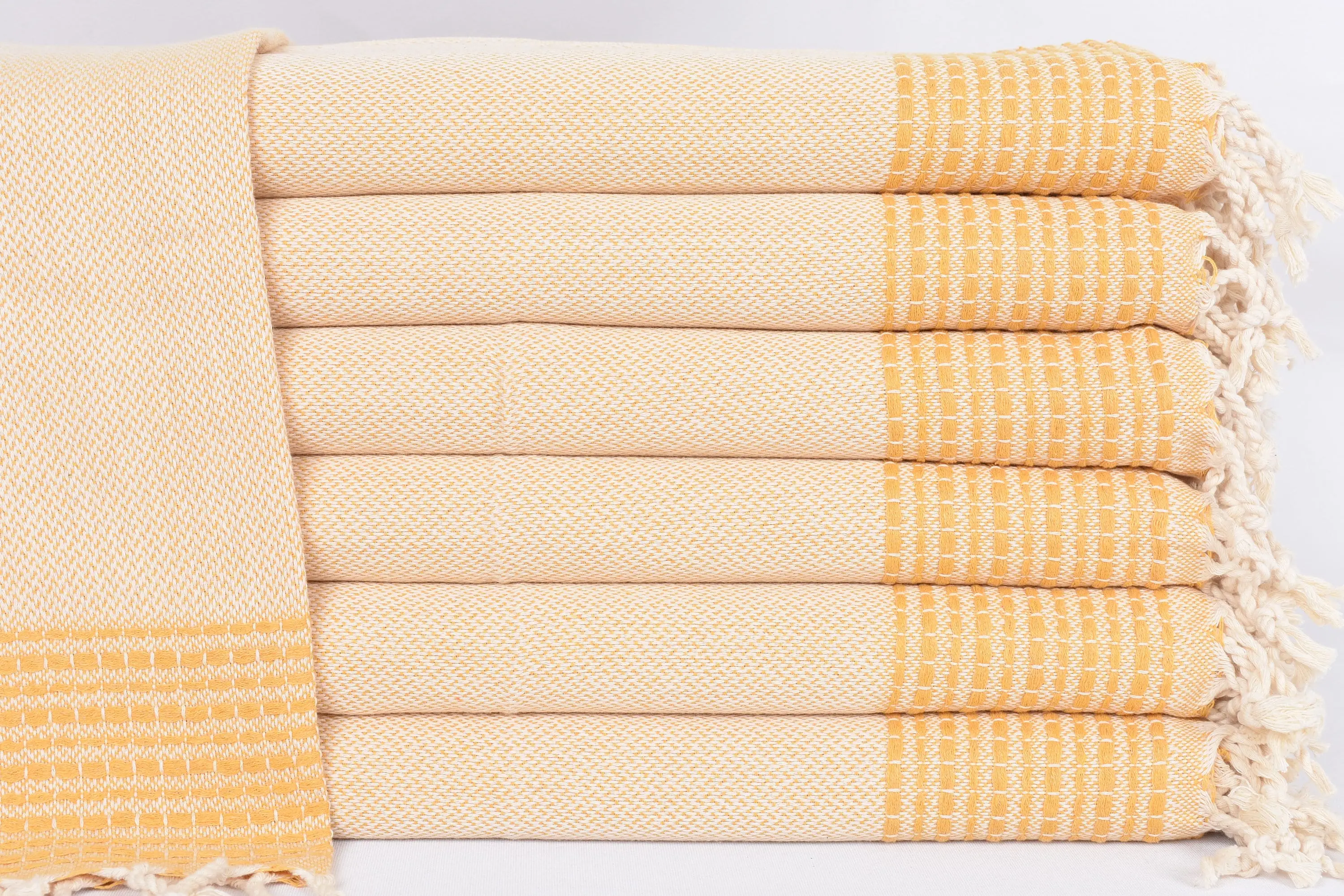 Valentines Gift Personalized Turkish Tea Towel Mustard Striped, 40x20 Inches - 1
