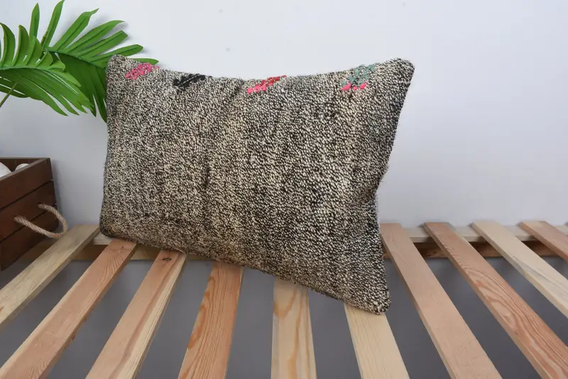 Tribal Pillow Case, Pillow, 12x20 Brown Cushion Cover, Vintage Kilim Throw Pillow, Kilim Pillow, Ethnic Pillow Cover Pillow, Turkish Pillow - 5