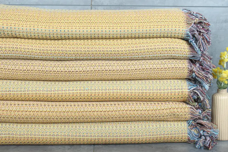 Personalized Blanket Mustard Cotton Camouflage Pattern, 87x89 Inches