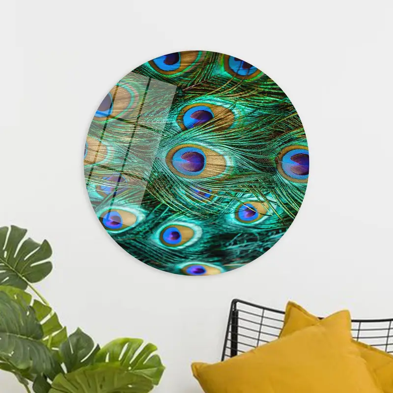 モダンな孔雀の羽プリントキャンバス：トレンディ、エレガント、鮮やかな装飾