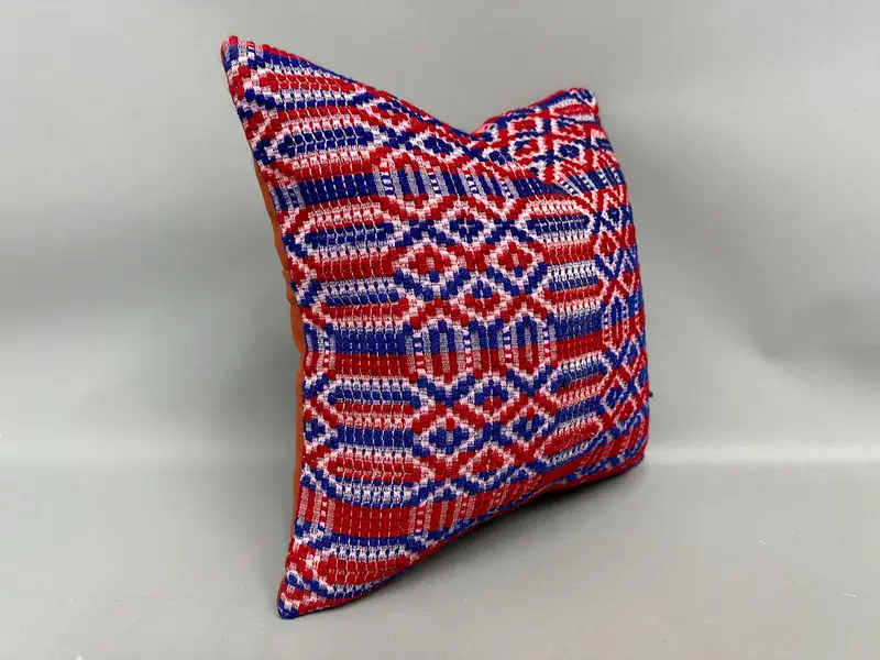 Interior Designer Pillow, Vintage Kilim Throw Pillow, Seat Pillow Sham, Art Deco Cushion Case, Turkish Kilim Pillow, 18x18 Blue Cushion, Pillow Sham - 2
