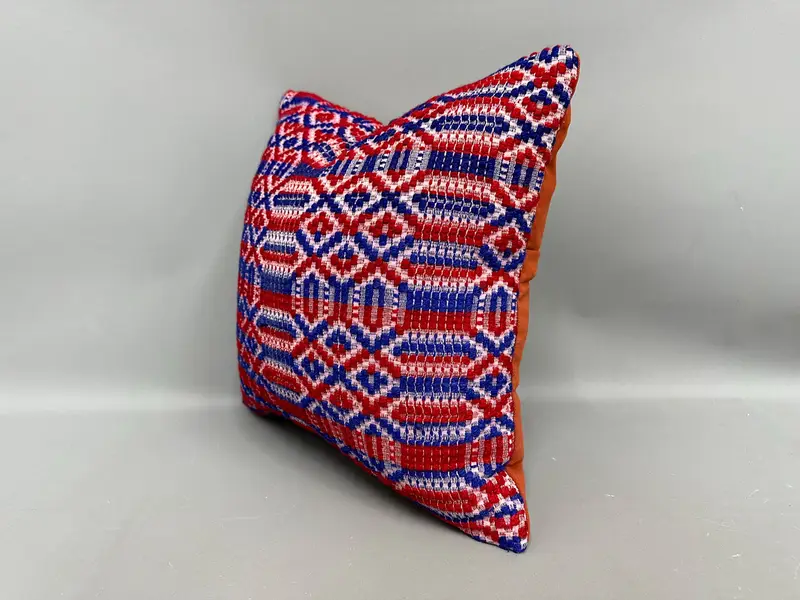 Interior Designer Pillow, Vintage Kilim Throw Pillow, Seat Pillow Sham, Art Deco Cushion Case, Turkish Kilim Pillow, 18x18 Blue Cushion, Pillow Sham - 3