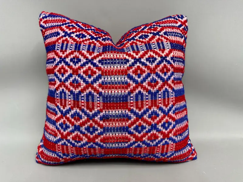 Interior Designer Pillow, Vintage Kilim Throw Pillow, Seat Pillow Sham, Art Deco Cushion Case, Turkish Kilim Pillow, 18x18 Blue Cushion, Pillow Sham - 1
