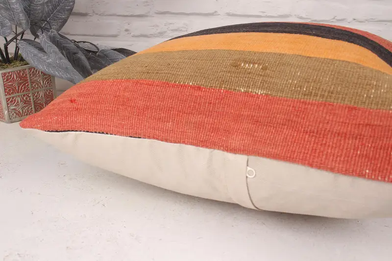 Cushion Case, Ethnical Kilim Rug Pillow, Kilim Pillow, 20x20 Red Pillow Cover, Accent Pillow Cover, Outdoor Bolster Cushion Case, Throw Kilim Pillow - 6