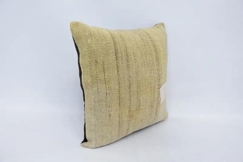 Cushion, 24x24 Beige Pillow Case, Floor Cushion Cover, Vintage Pillow, Rustic Cushion Case, Turkish Pillow, Handmade Kilim Cushion - 3