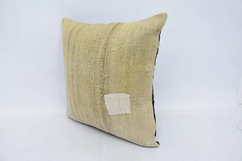 Cushion, 24x24 Beige Pillow Case, Floor Cushion Cover, Vintage Pillow, Rustic Cushion Case, Turkish Pillow, Handmade Kilim Cushion - 4