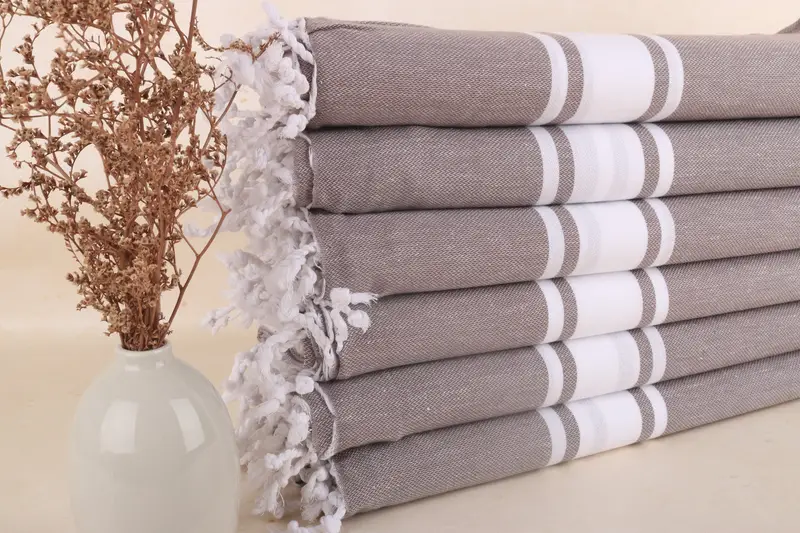 Kişiye Özel Hediye Kutusu Havlu, Kahverengi Çizgili, 40x71 İnç