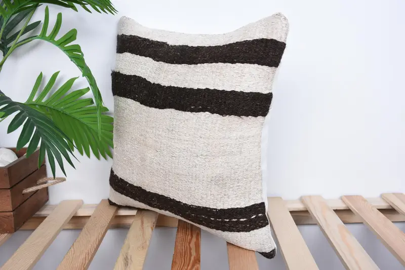 Indoor Pillow Sham, Kilim Cushion Sham, Square Throw Pillow Case, Interior Designer Pillow, Gift Pillow, Cushion, 16x16 White Pillow - 5