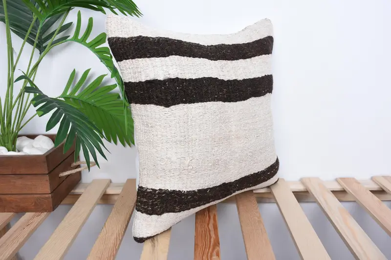 Indoor Pillow Sham, Kilim Cushion Sham, Square Throw Pillow Case, Interior Designer Pillow, Gift Pillow, Cushion, 16x16 White Pillow - 4