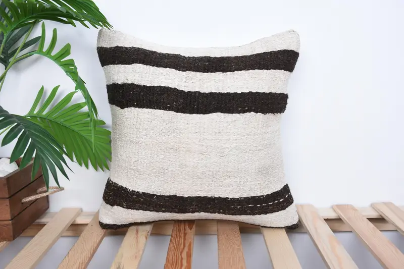 Indoor Pillow Sham, Kilim Cushion Sham, Square Throw Pillow Case, Interior Designer Pillow, Gift Pillow, Cushion, 16x16 White Pillow - 1