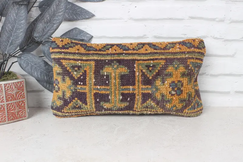 Home Decor Pillow, Pillow Cover, Bench Cushion, Kilim Pillow Cover, Turkish Kilim Pillow, 8x16 Blue Pillow Sham, Nautical Throw Cushion Cover - 1
