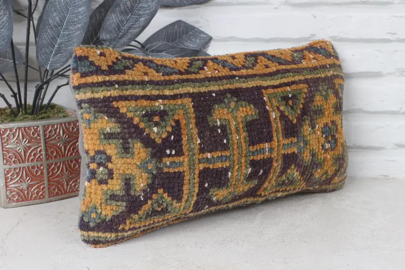 Home Decor Pillow, Pillow Cover, Bench Cushion, Kilim Pillow Cover, Turkish Kilim Pillow, 8x16 Blue Pillow Sham, Nautical Throw Cushion Cover - 4
