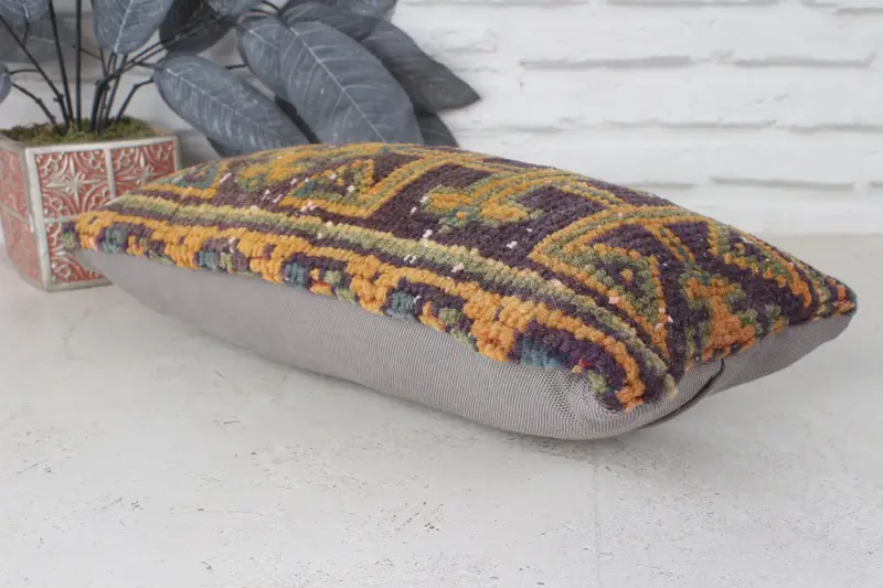 Bench Pillow Sham, Vintage Pillow, Home Decor Pillow, Pillow Case, 8x16 Blue Cushion, Hippie Throw Cushion Cover, Gift Pillow, Neutral Pillow Sham - 6