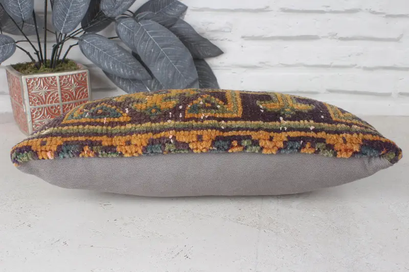 Bench Pillow Sham, Vintage Pillow, Home Decor Pillow, Pillow Case, 8x16 Blue Cushion, Hippie Throw Cushion Cover, Gift Pillow, Neutral Pillow Sham - 5