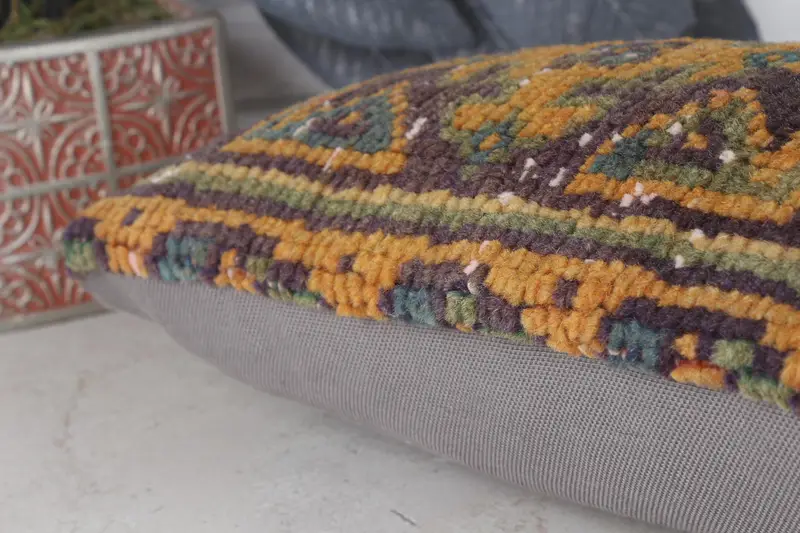 Bench Pillow Sham, Vintage Pillow, Home Decor Pillow, Pillow Case, 8x16 Blue Cushion, Hippie Throw Cushion Cover, Gift Pillow, Neutral Pillow Sham - 7