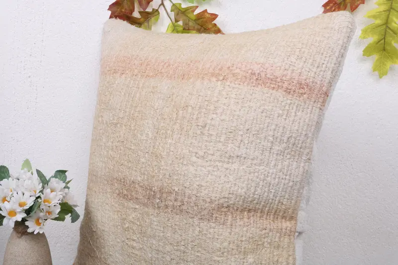 Cozy Throw Cushion, Pillow for Couch, Cushion Case, 18x18 Beige Cushion Cover, Vintage Kilim Throw Pillow, Indoor Cushion Case, Kilim Cushion Sham - 5
