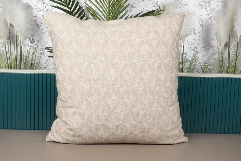 Beige besticktes Southwestern-Wurfkissen, handgefertigtes Vintage-Kissen