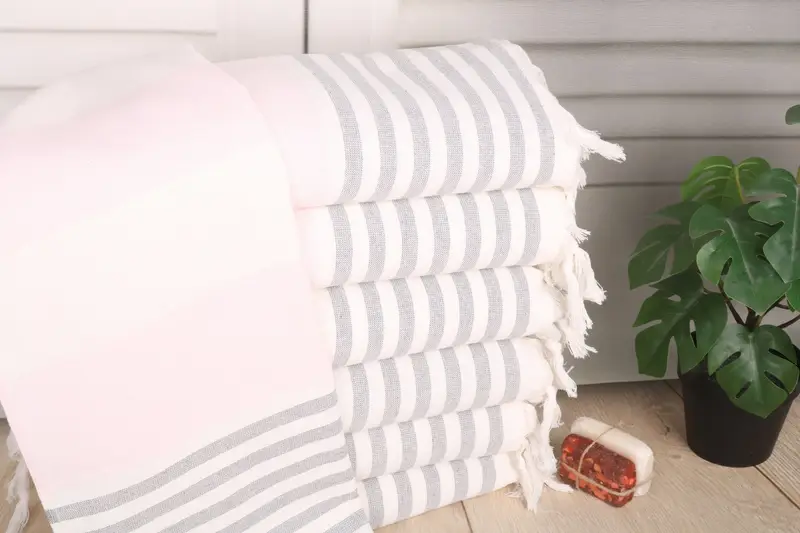 Personalized Hand Towel, Monogram Kitchen Towel, Small Bath Towels, Summer Gift, Personalized Turkish Towel, 36x18 Cotton Striped Terry Towel - 1