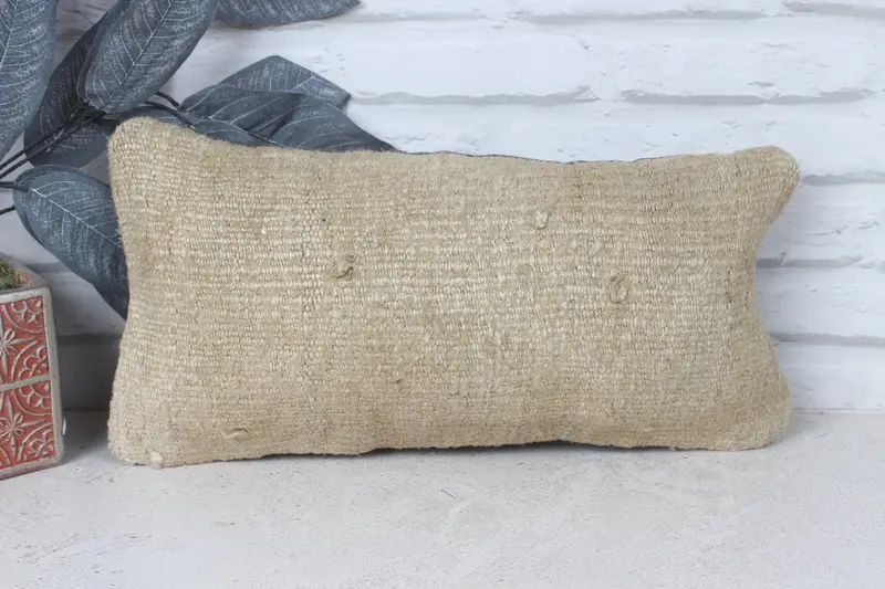 Turkish Pillow, Throw Kilim Pillow, Pillow Cover, Interior Designer Pillow, Tribal Pillow, Pattern Throw Cushion Cover, 8x16 Beige Cushion Cover - 1