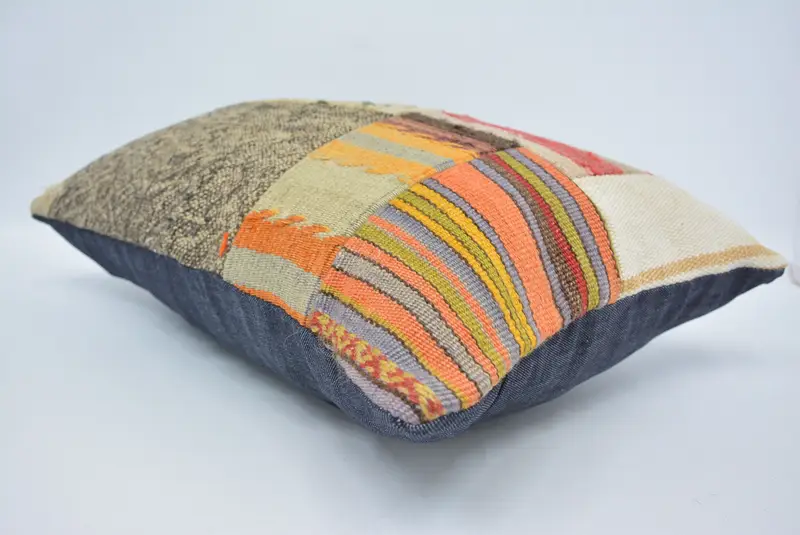 Vintage Pillow, Boho Pillow Sham Cover, Bolster Throw Pillow Cover, Tapestry Cushion Cover, Kilim Pillow, Couch Cushion, 16x24 Beige Pillow, Cushion - 6