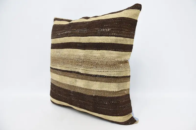 Vintage Kilim Throw Pillow, Handmade Kilim Cushion, Pillow Case, 28x28 Beige Pillow Sham, Shabby Chic Pillow Case, Kilim Pillow - 4