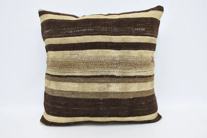 Vintage Kilim Throw Pillow, Handmade Kilim Cushion, Pillow Case, 28x28 Beige Pillow Sham, Shabby Chic Pillow Case, Kilim Pillow - 1
