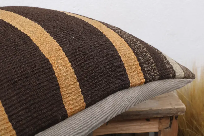 Indoor Cushion Case, Pillow for Couch, Pillow Case, Ethnical Kilim Rug Pillow, 18x18 Brown Pillow, Farmhouse Cushion, Interior Designer Pillow - 6