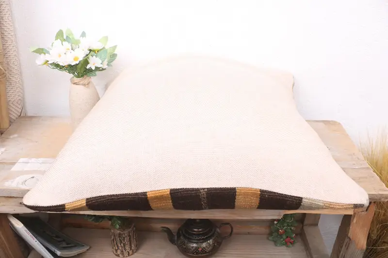 Indoor Cushion Case, Pillow for Couch, Pillow Case, Ethnical Kilim Rug Pillow, 18x18 Brown Pillow, Farmhouse Cushion, Interior Designer Pillow - 7
