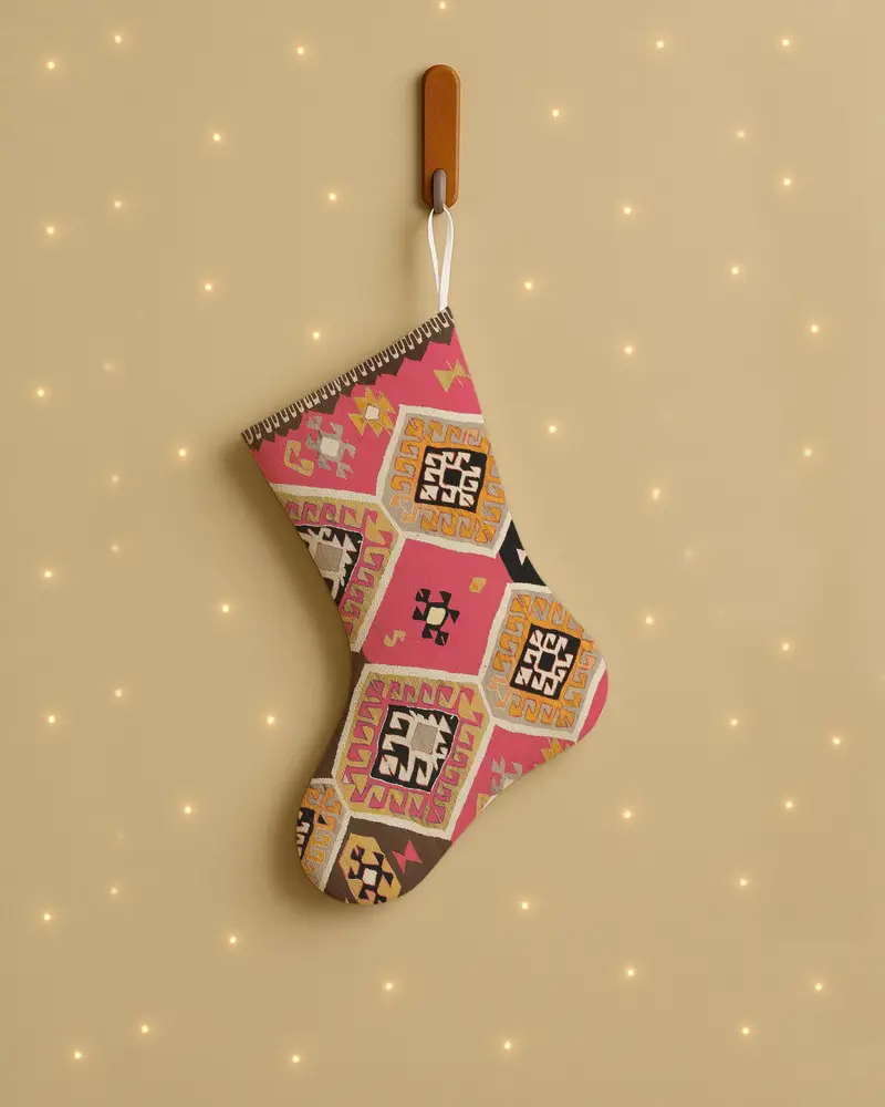 Medias navideñas festivas de color naranja y amarillo, acogedora decoración navideña