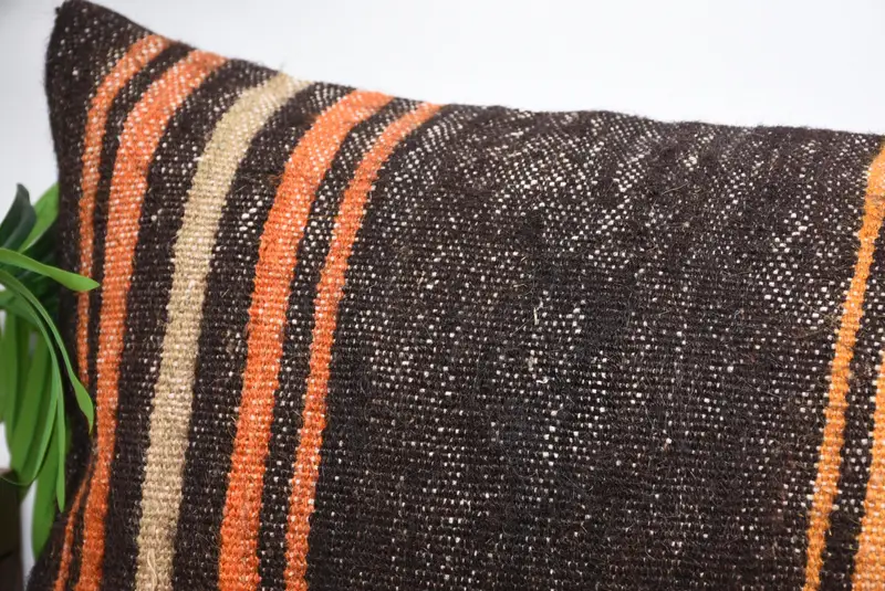 Vintage Kilim Throw Pillow, Boho Pillow Sham Cover, 16x48 Brown Pillow, Pillow Cover, Vintage Kilim Pillow Cushion Case, Kilim Cushion Sham - 2