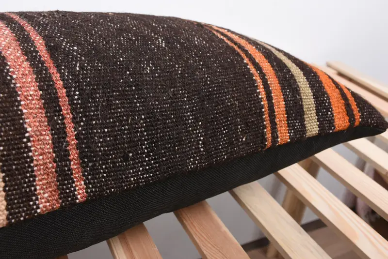 Vintage Kilim Throw Pillow, Boho Pillow Sham Cover, 16x48 Brown Pillow, Pillow Cover, Vintage Kilim Pillow Cushion Case, Kilim Cushion Sham - 7