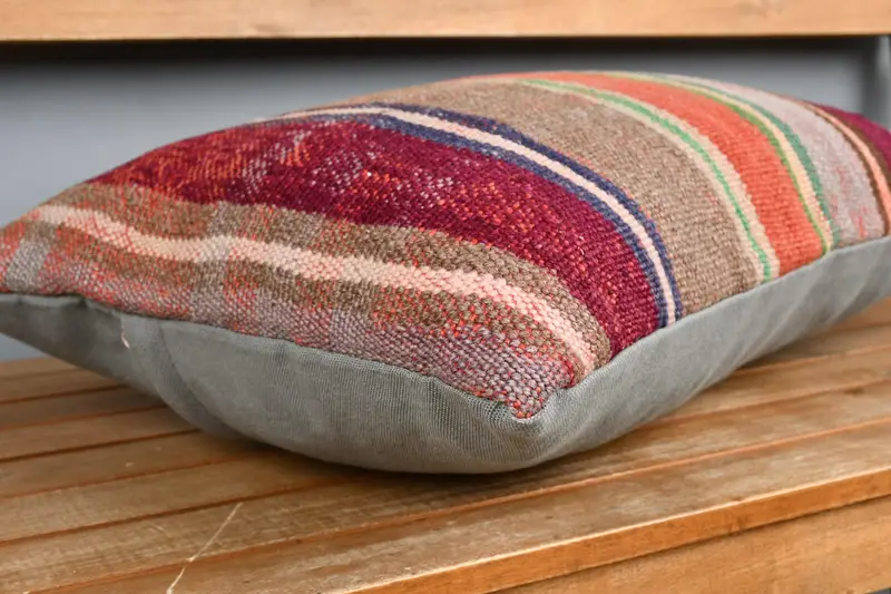 Decorative Pillow Case, Vintage Pillow, Ikat Pillow Case, 16x24 Beige Cushion Case, Aesthetic Pillow, Pillow Case, Boho Pillow, Kilim Cushion Sham - 3