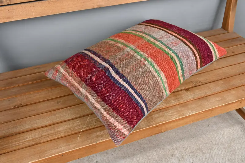 Decorative Pillow Case, Vintage Pillow, Ikat Pillow Case, 16x24 Beige Cushion Case, Aesthetic Pillow, Pillow Case, Boho Pillow, Kilim Cushion Sham - 2
