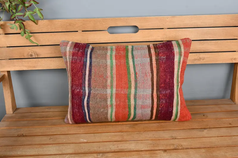 Decorative Pillow Case, Vintage Pillow, Ikat Pillow Case, 16x24 Beige Cushion Case, Aesthetic Pillow, Pillow Case, Boho Pillow, Kilim Cushion Sham - 6