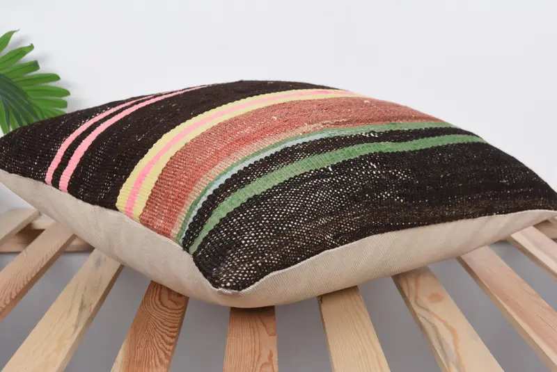 20x20 Brown Pillow Sham, Bohemian Cushion Cushion Case, Throw Kilim Pillow, Boho Pillow, Pillow, Patio Pillow Case, Vintage Kilim Throw Pillow - 6