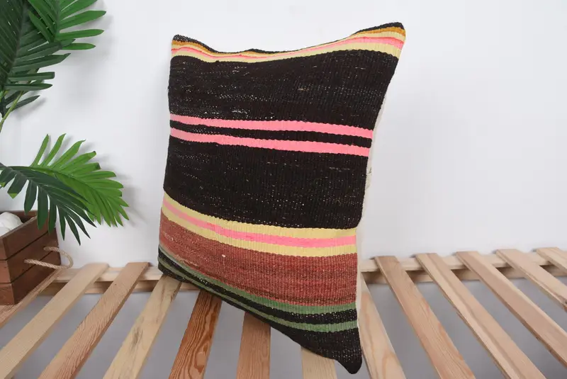 20x20 Brown Pillow Sham, Bohemian Cushion Cushion Case, Throw Kilim Pillow, Boho Pillow, Pillow, Patio Pillow Case, Vintage Kilim Throw Pillow - 5