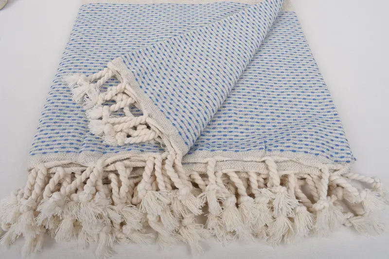 Gift For Him, Woven Throw Blanket, Throw Blanket Couch, Aesthetic Blanket, Wedding Favors, Best Friend Wedding Gift, 96x96 Cotton Polka Dot Towel - 8
