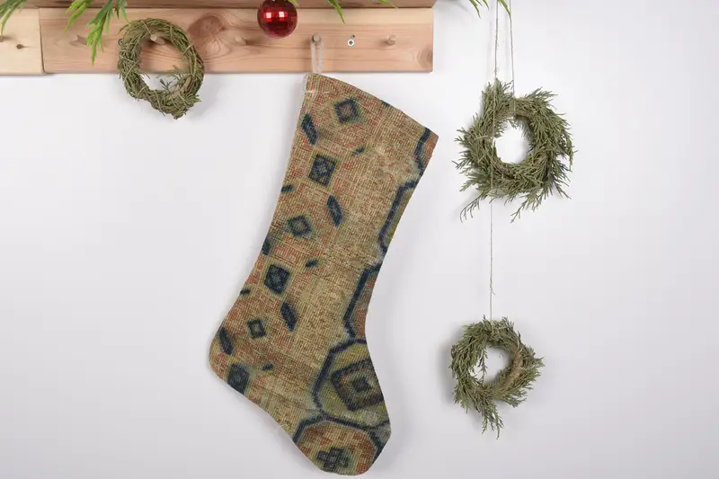 Festive Christmas Ornaments Pattern, 19 Inch Wide Christmas Stocking