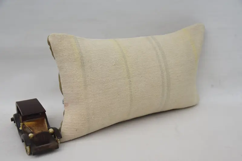 Toss Pillow Sham, Vintage Kilim Throw Pillow, Interior Designer Pillow, 12x20 Beige Pillow Sham, Cushion Cover, Vintage Pillow - 2