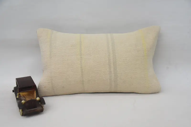 Toss Pillow Sham, Vintage Kilim Throw Pillow, Interior Designer Pillow, 12x20 Beige Pillow Sham, Cushion Cover, Vintage Pillow - 4