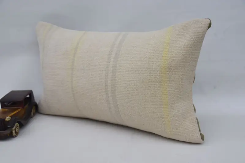 Toss Pillow Sham, Vintage Kilim Throw Pillow, Interior Designer Pillow, 12x20 Beige Pillow Sham, Cushion Cover, Vintage Pillow - 3