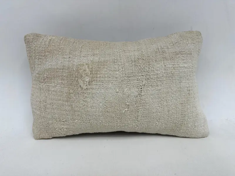 Vintage Kilim Throw Pillow, 12x20 Beige Cushion Cover, Boho Pillow Sham Cover, Cushion, Boho Pillow, Handwoven Pillow Cover Cushion Cover - 1