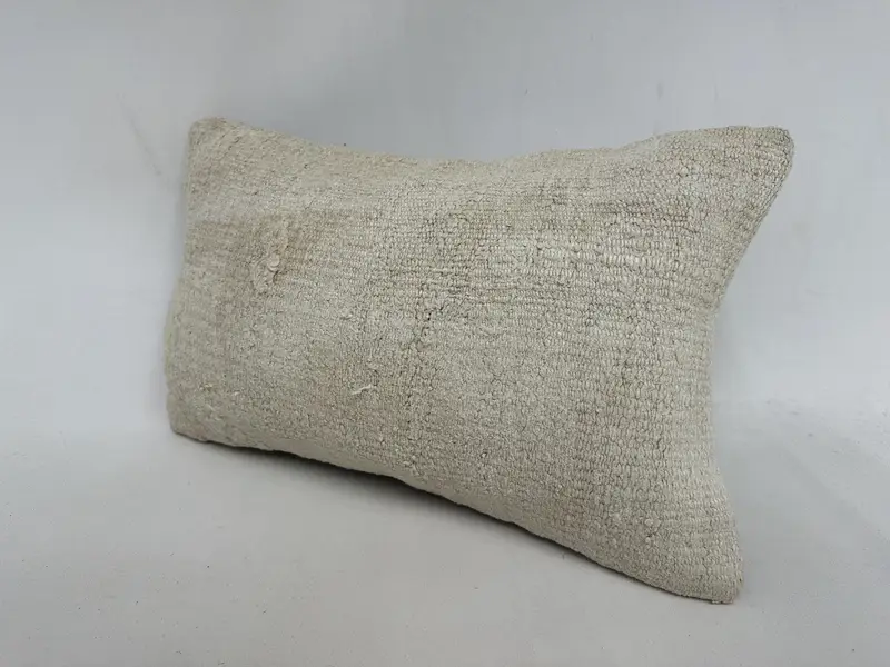 Vintage Kilim Throw Pillow, 12x20 Beige Cushion Cover, Boho Pillow Sham Cover, Cushion, Boho Pillow, Handwoven Pillow Cover Cushion Cover - 4