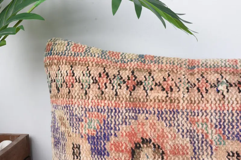 Shabby Chic Pillow Cover, Boho Pillow Sham Cover, 12x24 Blue Pillow Case, Neutral Cushion Case, Pillow for Sofa, Boho Pillow, Pillow Case - 2